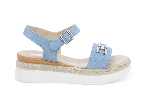 Melluso Sandali Estivi Zeppa con Accessorio Tomaia Pelle Azzurra 019192-223132